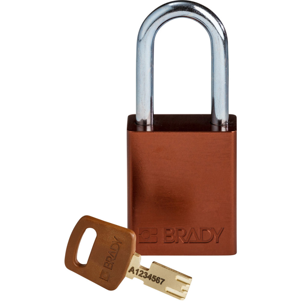 SafeKey padlock, aluminium, clear shackle height 38.10 mm, brown - 1