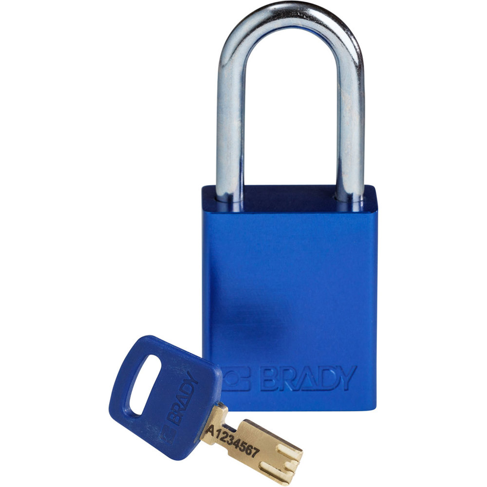 SafeKey padlock, aluminium, clear shackle height 38.10 mm, blue - 1