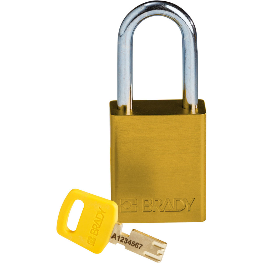 SafeKey padlock, aluminium, clear shackle height 38.10 mm, yellow - 1