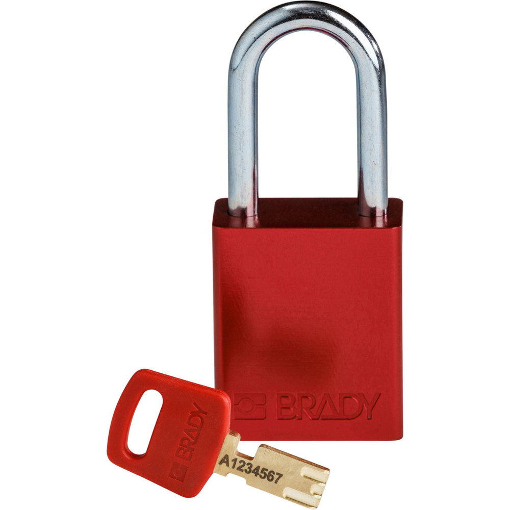 SafeKey padlock, aluminium, clear shackle height 38.10 mm, red - 1
