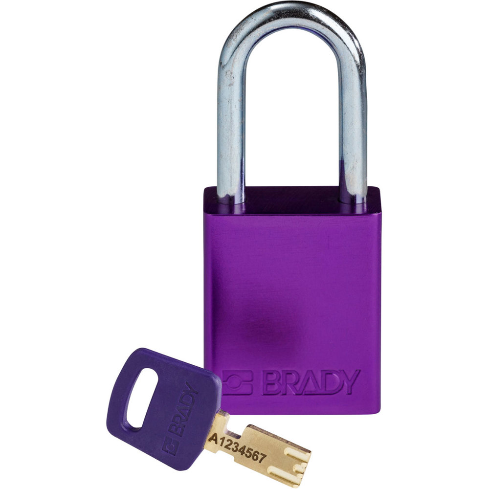 SafeKey padlock, aluminium, clear shackle height 38.10 mm, purple - 1