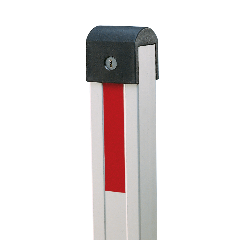 Drop down post, anodised aluminium, red reflective stripes, cylinder lock, anchor bolts, 70 x 50 mm - 3