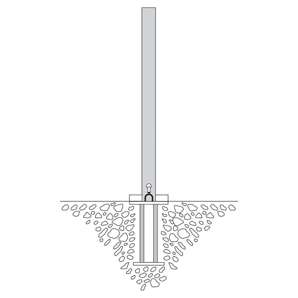 Sklápací stĺpik, oceľ, žiarovo zinkovaný, k zabetónovaniu, výška nad zemou 1000mm, ∅: 76 mm - 1