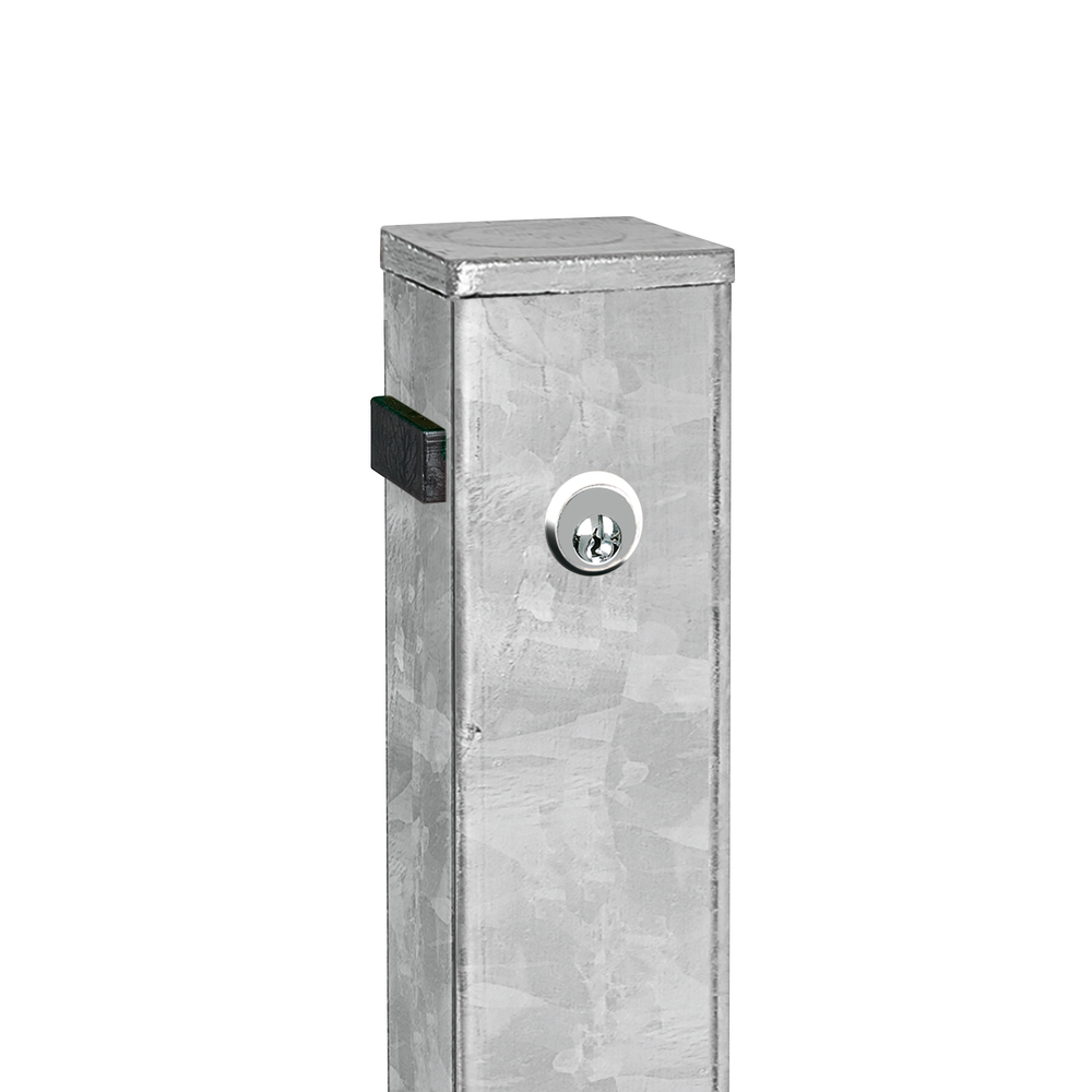 Barrier post steel, tiltable, hot dip galvanised, use with anchor bolts, height 1000 mm, 70 x 70 mm - 1
