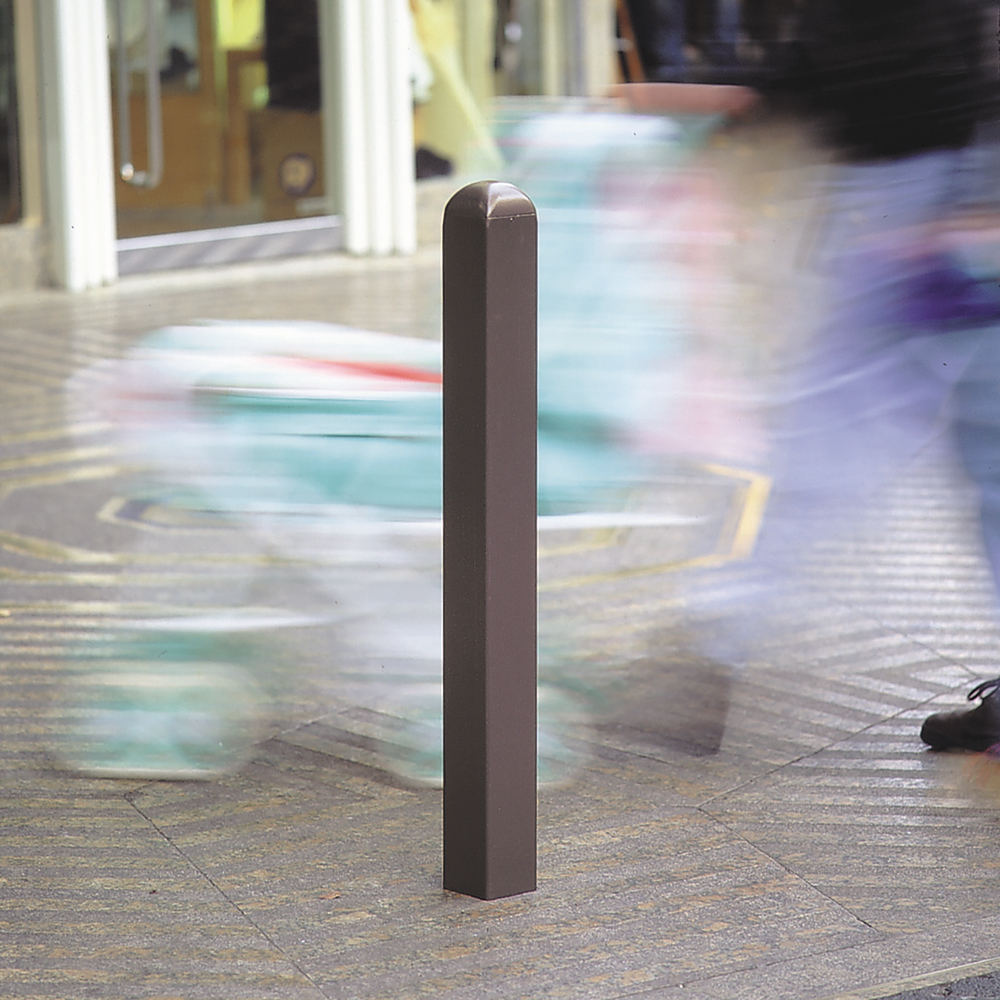 City bollard steel, hot dip galv, painted, set in concrete, 90 x 90 mm, height above ground 940 mm - 1