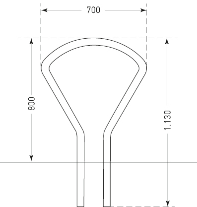 Arco de apoyo, tubo redondo, galvanizado, para embeber, alto 800 mm - 2