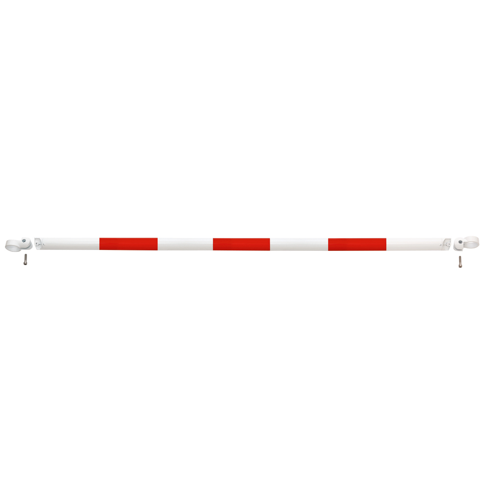 Systemgeländer, Querrohr feuerverzinkt, rot-weiß lackiert, mit Schellen, Ø: 48 mm, B 2000 mm - 1