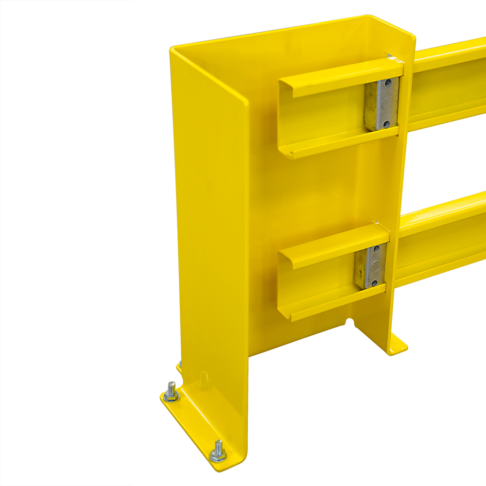 Regalschutz-Planke C-Profil, ausziehbar bis 1300 mm, gelb beschichtet, mit schwarzen Streifen - 2