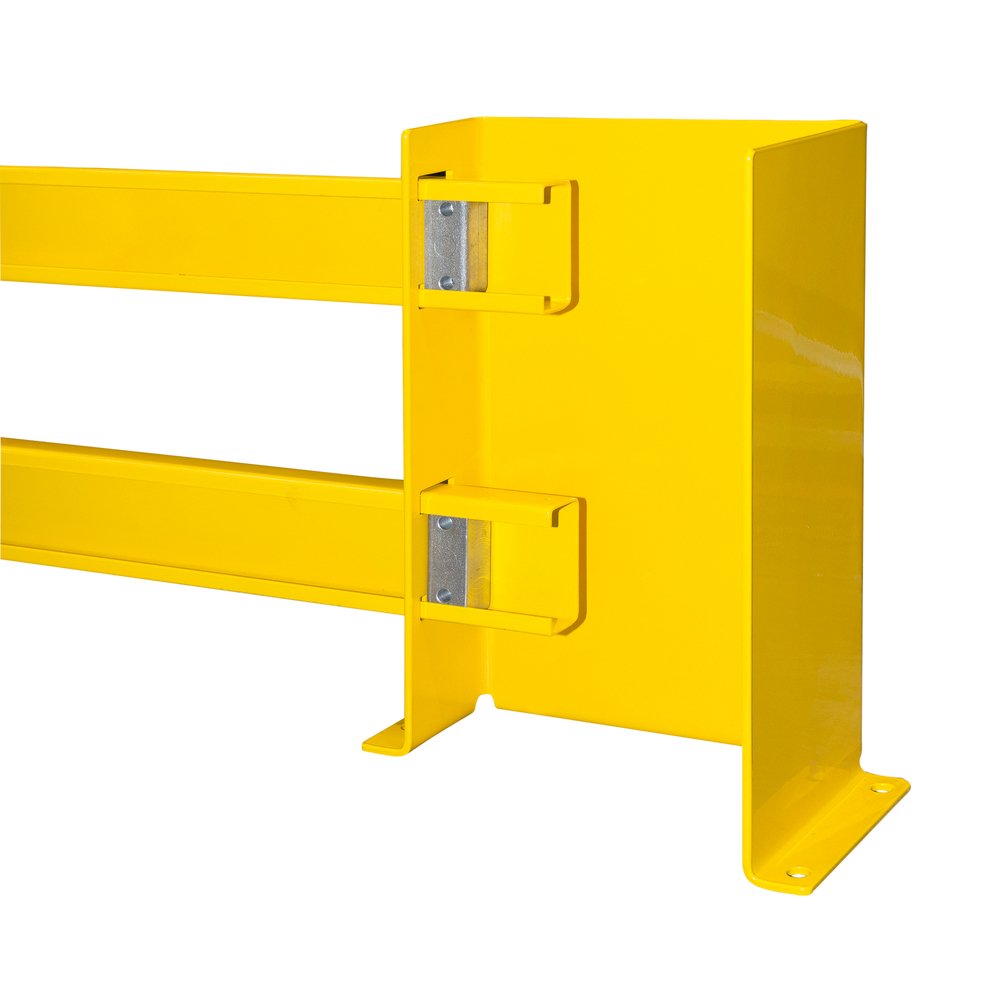 Regalschutz-Planke, ausziehbar bis 2700 mm, kunststoffbeschichtet, gelb, mit schwarzen Streifen - 4