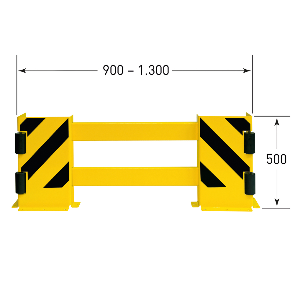 Regalschutz-Planke C-Profil, mit Leitrollen, ausziehbar bis 1300 mm, kunststoffbeschichtet - 1