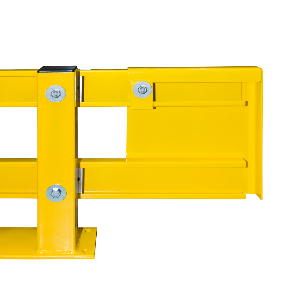 Regalschutz-Planke C-Profil, ausziehbar bis 2100 mm, kunststoffbeschichtet gelb, schwarze Streifen - 2