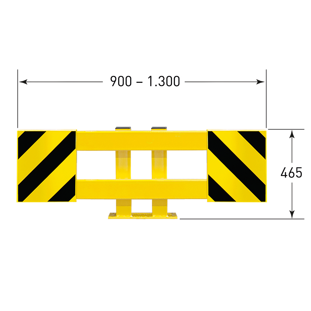 Regalschutz-Planke, ausziehbar bis 1300 mm, kunststoffbeschichtet, gelb, mit schwarzen Streifen - 3