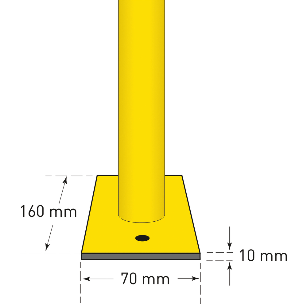 Schutzbügel, gelb kunststoffbeschichtet, zum Aufdübeln, 2 Streifen, Ø: 48 mm, H 1000, B 2000 mm - 3