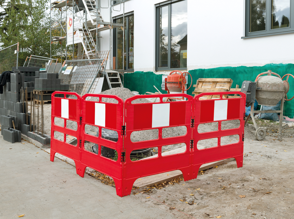 Schachtschutzgitter, Kunststoff, mit rot-weiß reflektierender Folie, Höhe 1000 mm - 1