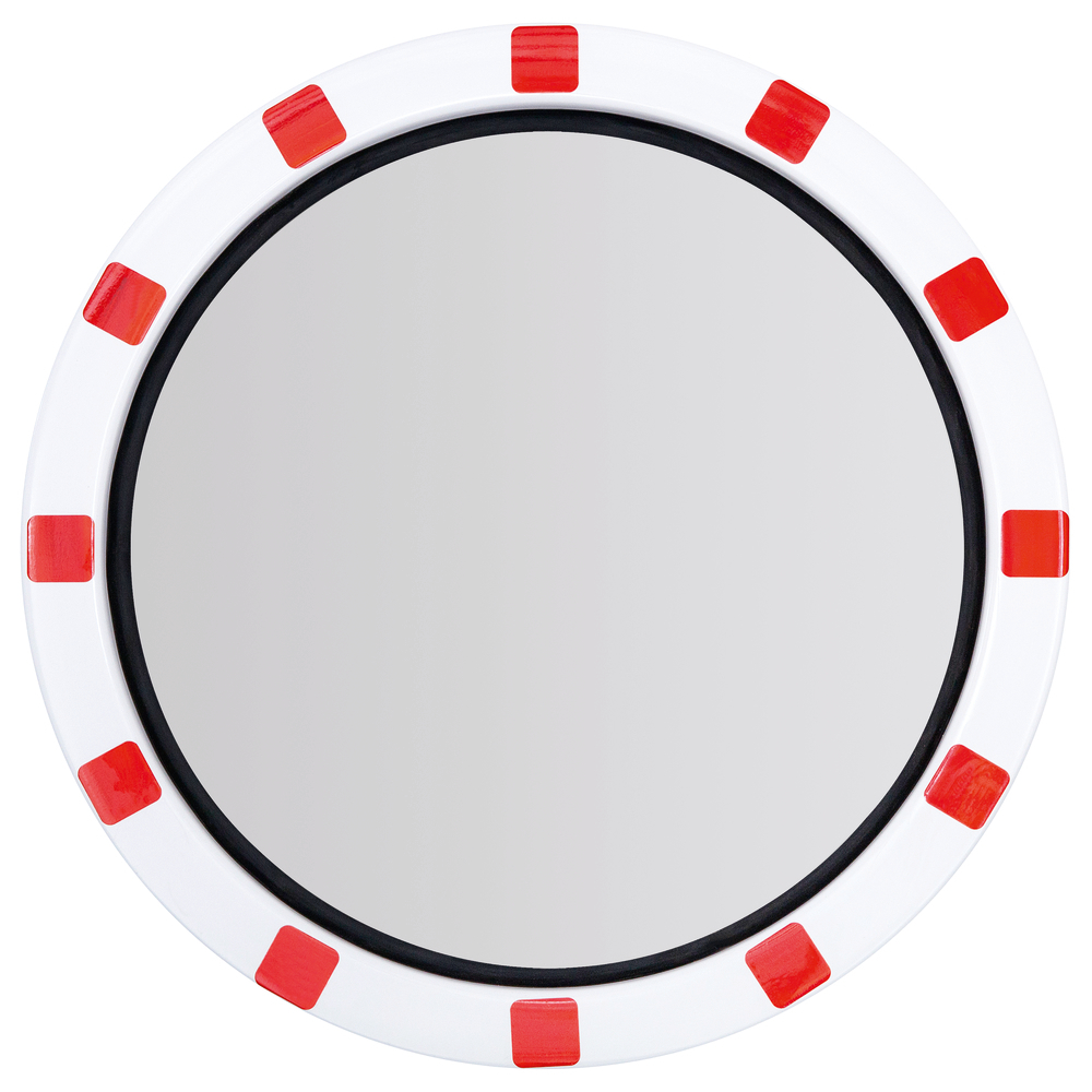 Verkehrsspiegel aus Acrylglas, Kunststoffrahmen, rot-weiß reflektierend, Ø: 600 mm - 2