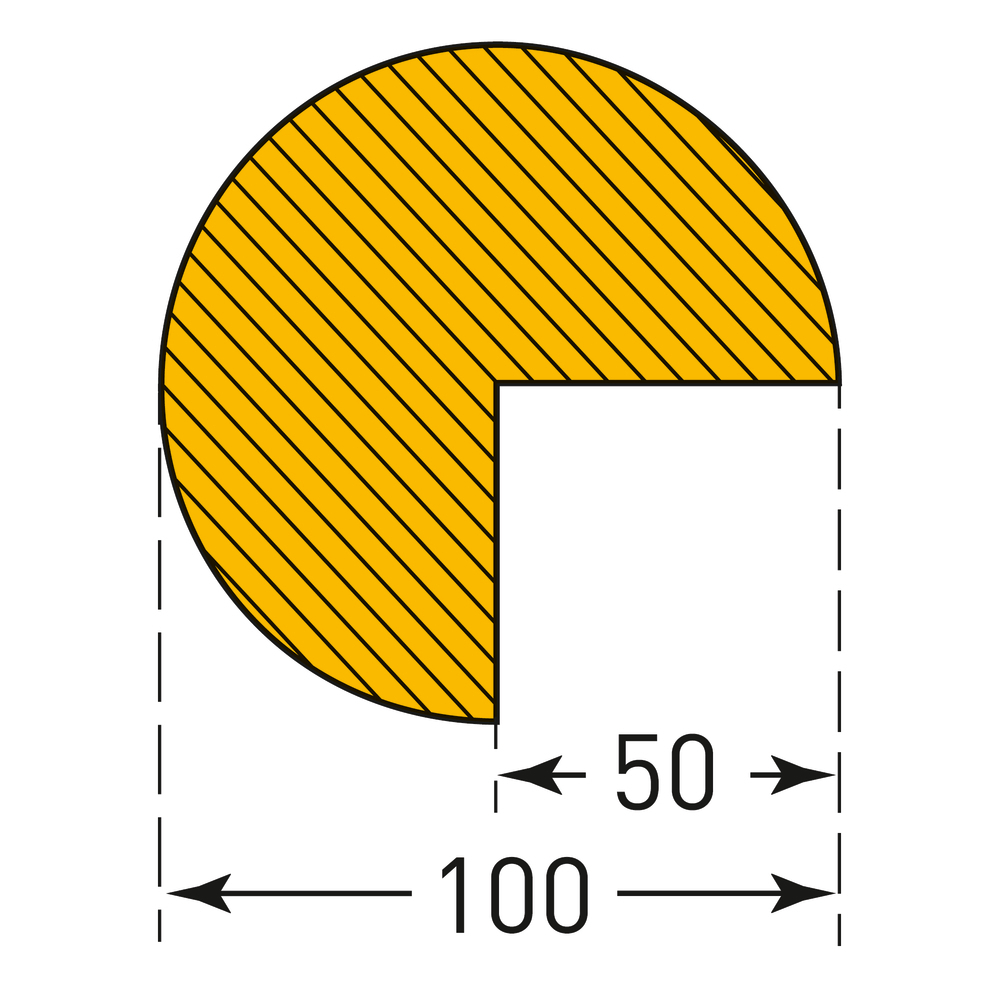 Prallschutz XL Kreis, gelb/schwarz, selbstklebend, EVAC-Schaum, Länge 1000 mm - 1
