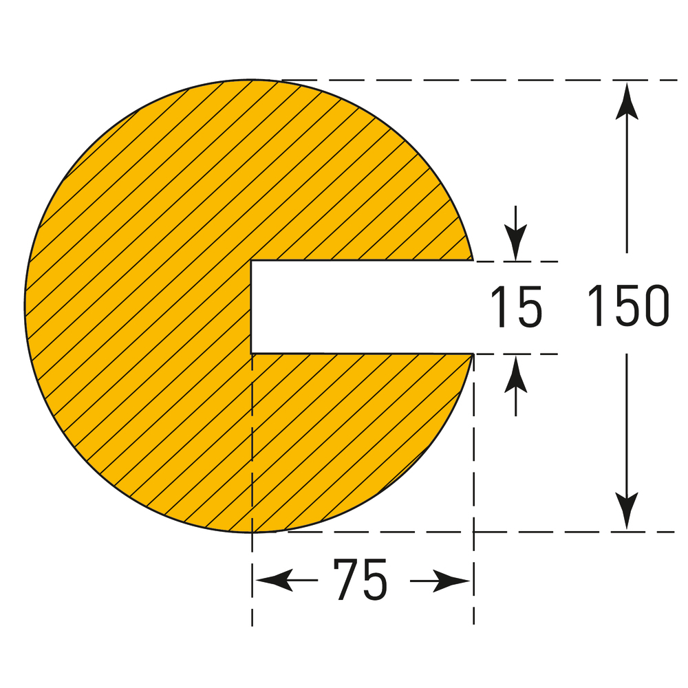 Prallschutz XL Kreis, gelb/schwarz, zum Aufstecken, Länge 1000 mm - 1