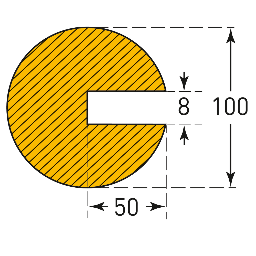 Prallschutz XL, Kreis, gelb/schwarz, zum Aufstecken, EVAC-Schaum, Länge 1000 mm - 2