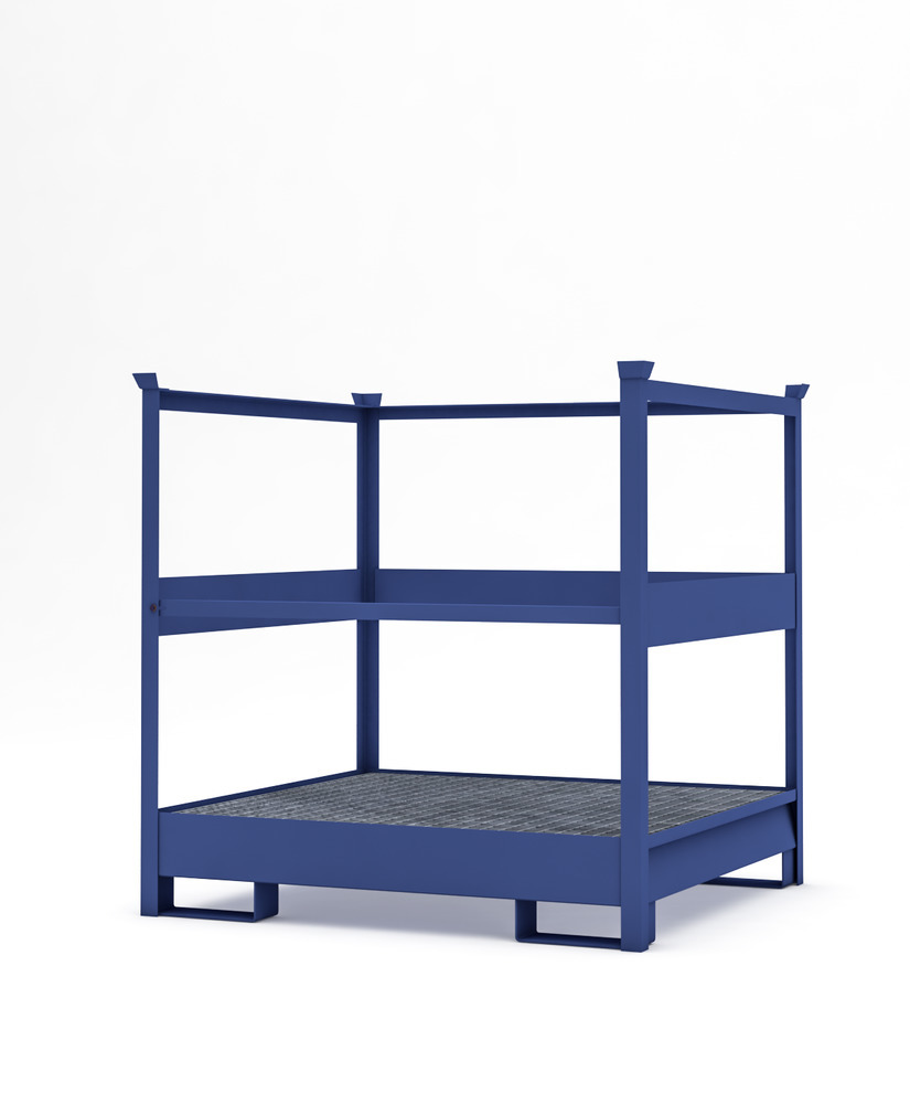 Transport Spill Containment Pallet - 4 Drum Capacity - Stackable - Side Rails - Painted Steel - 2