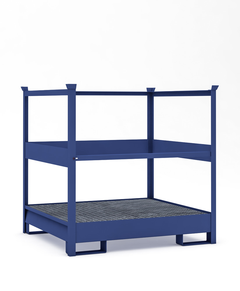 Transport Spill Containment Pallet - 4 Drum Capacity - Stackable - Side Rails - Painted Steel - 1