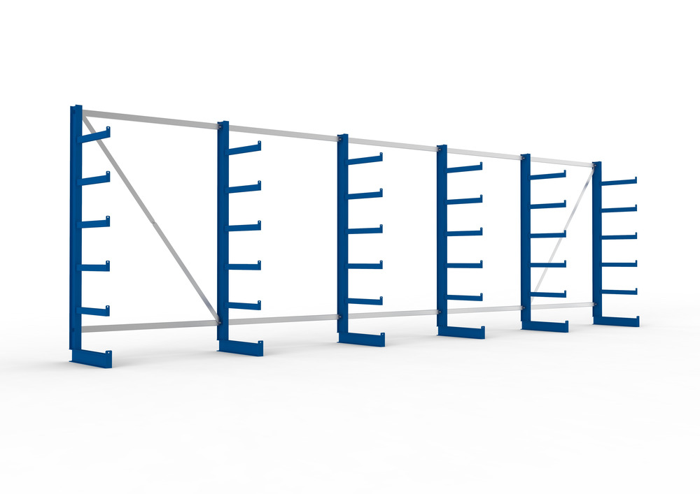 Cantilever rack, one-sided, 6 uprights, 5 cant. arms, load cap. to 200 kg/arm, 6805 x 630 x 2000 mm - 1