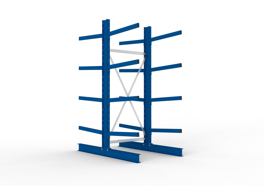 Cantilever rack, basic shelf, double-sided, 4 cant. arms, load cap. to 250 kg/arm, 1103x1840x2500 mm - 1