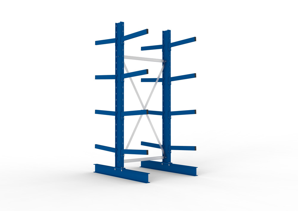 Cantilever rack, basic shelf, double-sided, 4 cant. arms, load cap. to 355 kg/arm, 1103x1440x2500 mm - 1
