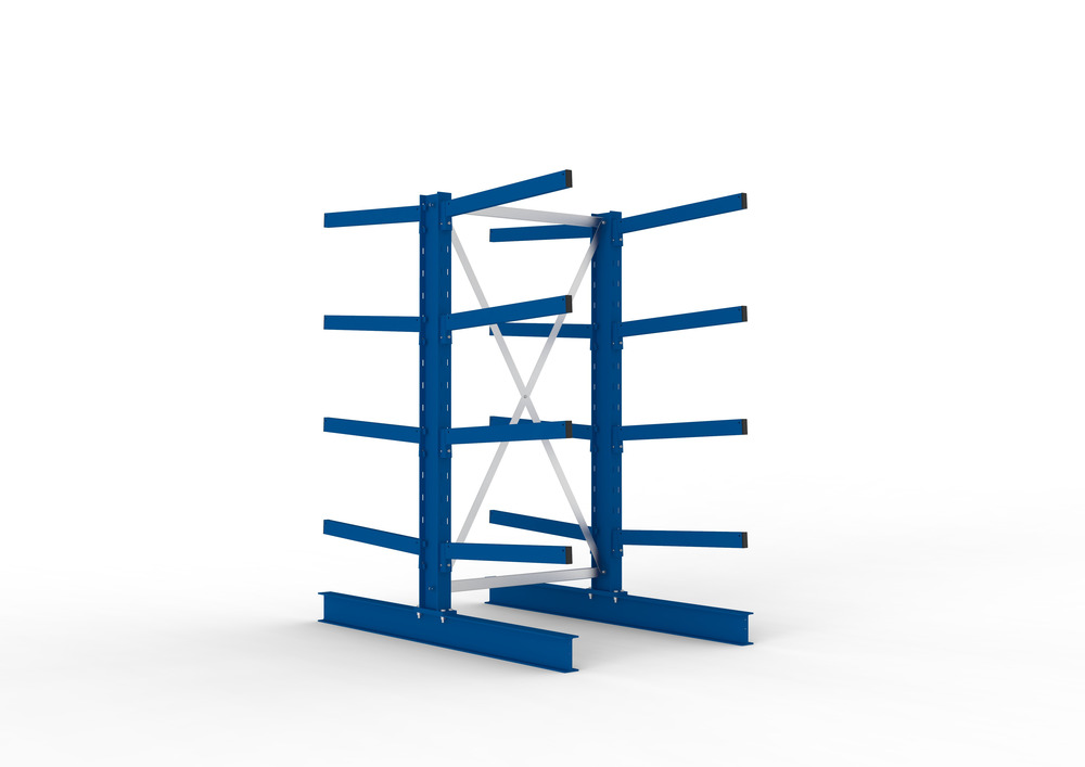 Cantilever rack, basic shelf, double-sided, 4 cant. arms, load cap. to 250 kg/arm, 1103x1840x2000 mm - 1