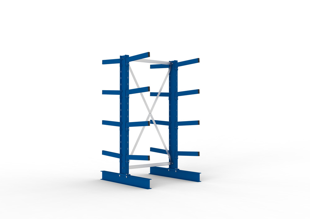 Cantilever rack, basic shelf, double-sided, 4 cant. arms, load cap. to 430 kg/arm, 1103x1240x2000 mm - 1