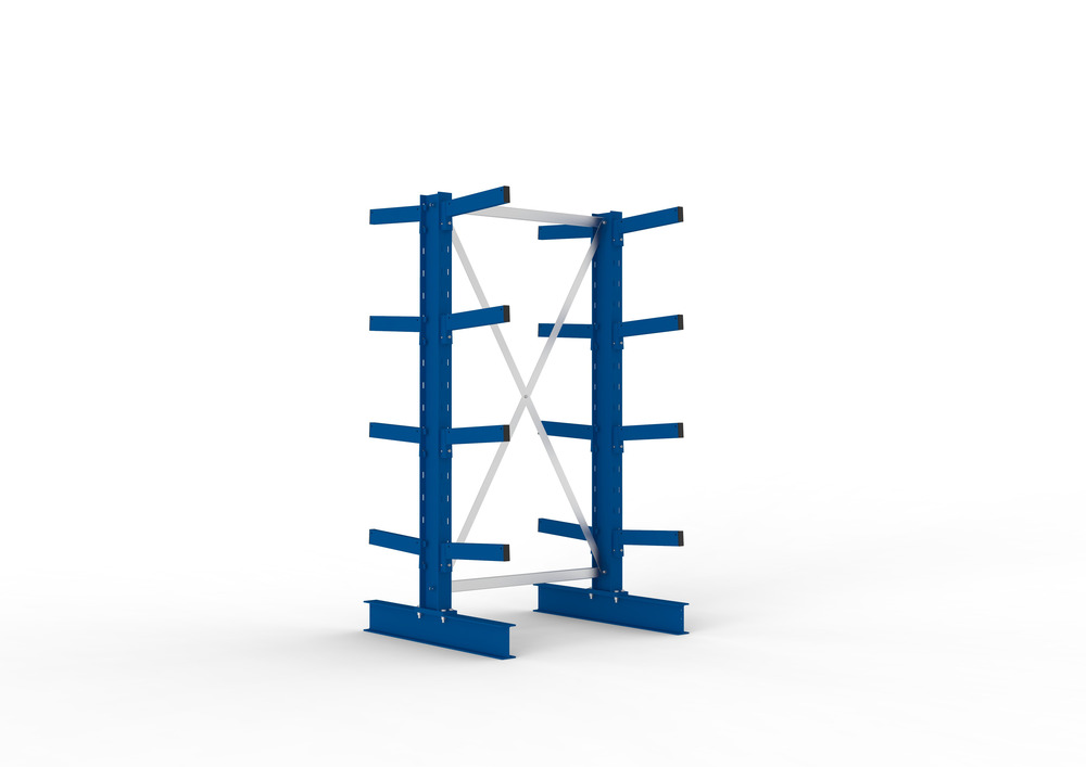 Cantilever rack, basic shelf, double-sided, 4 cant. arms, load cap. to 535 kg/arm, 1103x1040x2000 mm - 1
