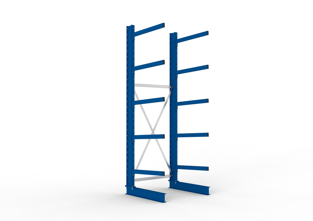 Cantilever rack, basic shelf, one-sided, 5 cant. arms, load cap. to 250 kg/arm, 1103 x 1030 x 3000mm - 1
