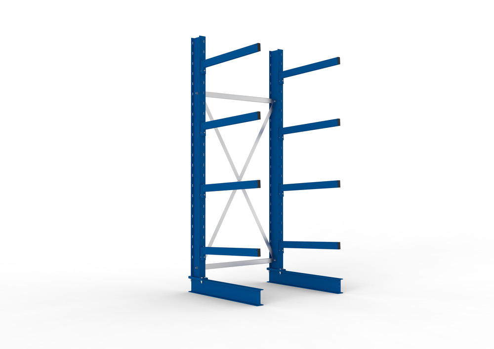 Cantilever rack, basic shelf, one-sided, 4 cant. arms, load cap. to 250 kg/arm, 1103 x 1030 x 2500mm - 1