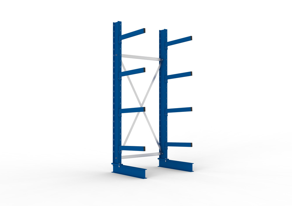 Cantilever rack, basic shelf, one-sided, 4 cant. arms, load cap. to 355 kg/arm, 1103 x 830 x 2500mm - 1