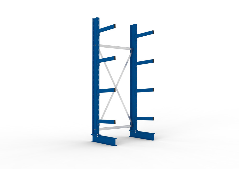 Cantilever rack, basic shelf, one-sided, 4 cant. arms, load cap. to 430 kg/arm, 1103 x 730 x 2500mm - 1