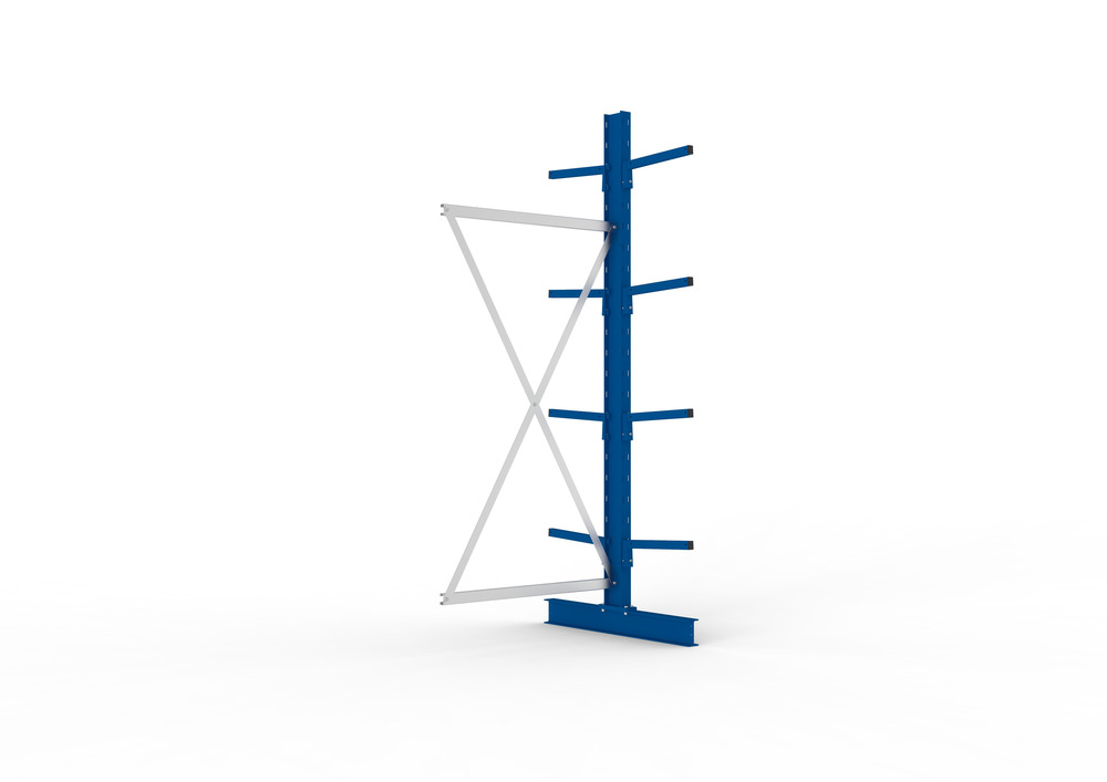 Cantilever rack, ext. shelf, double-sided, 4 cant. arms, load cap. to 220 kg/arm, 1030x1020x2500 mm - 1