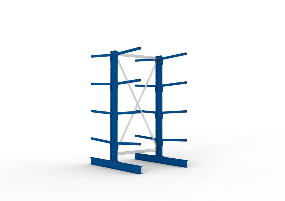 Cantilever rack, basic shelf, double-sided, 4 cant. arms, load cap. to 140 kg/arm, 1103x1420x2000 mm - 1