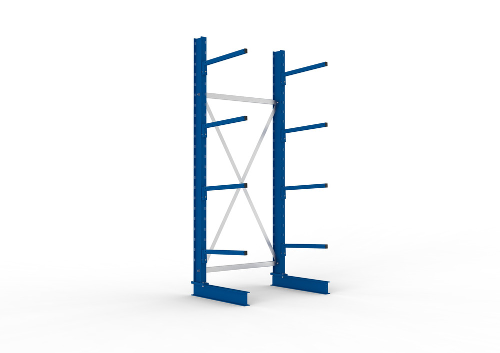 Cantilever rack, basic shelf, one-sided, 4 cant. arms, load cap. to 140 kg/arm, 1094 x 810 x 2500mm - 1