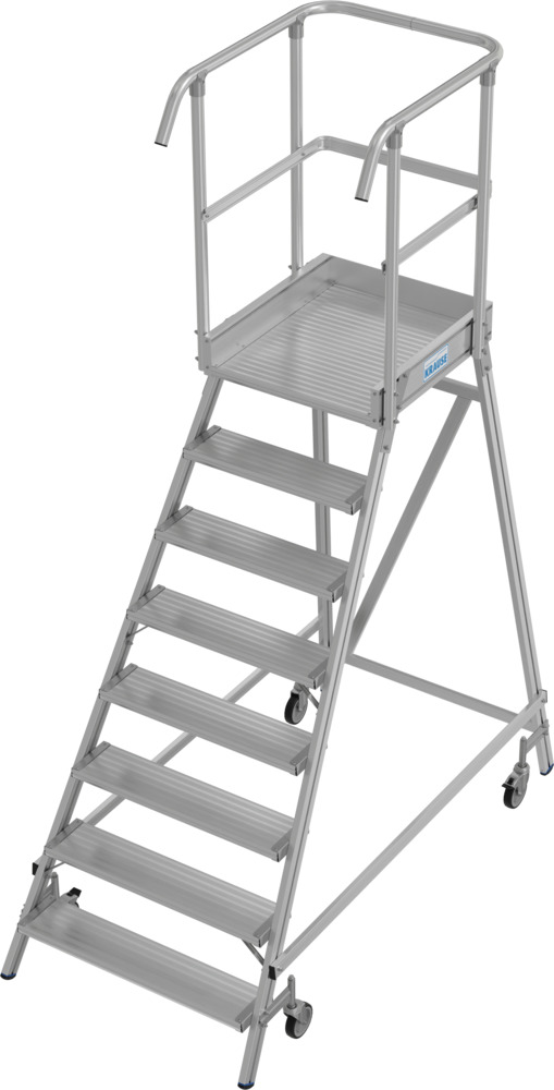 Escalera de plataforma de aluminio, móvil, 8 peldaños, acceso por un solo lado, según EN 131-7 - 1
