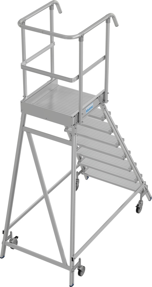 Podest-Leiter aus Aluminium, fahrbar, 8 Stufen, einseitig besteigbar, gemäß EN 131-7 - 3