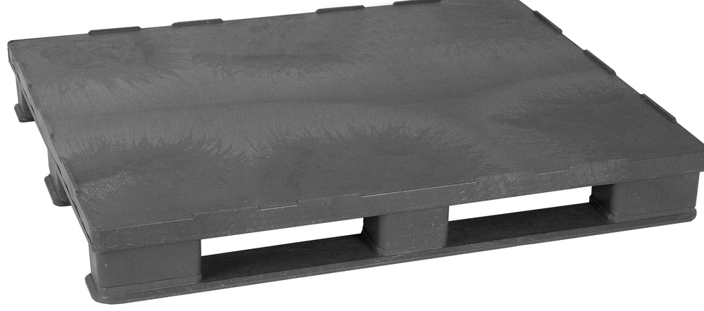 Pallet per carichi pesanti, in PE-RE, 1000 x 1200 x 155 mm, 3 pattini, con bordo, conf. 5 pezzi - 1