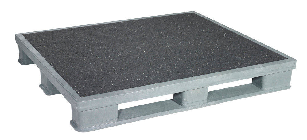 Anti-slip pallet, in PE-RE, 1000 x 1200 x 153 mm, 3 runners, Pack = 5 pieces - 1