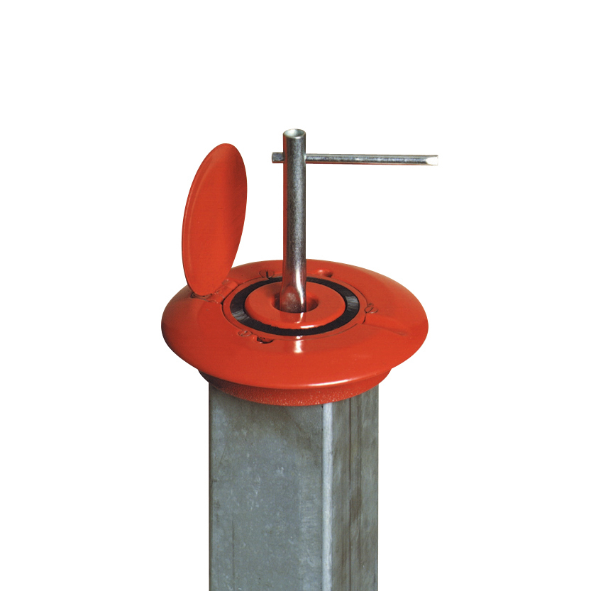 Barrier post steel, hot dip galv, painted, drop, set in concrete, height above ground 900 mm - 4