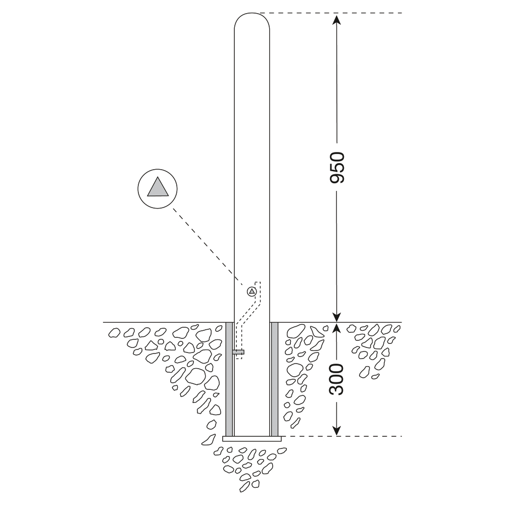 Poteau City-Poller amovible, fermeture triangulaire, galvanisé à chaud, ∅ : 108 mm, H hors sol 950mm - 2