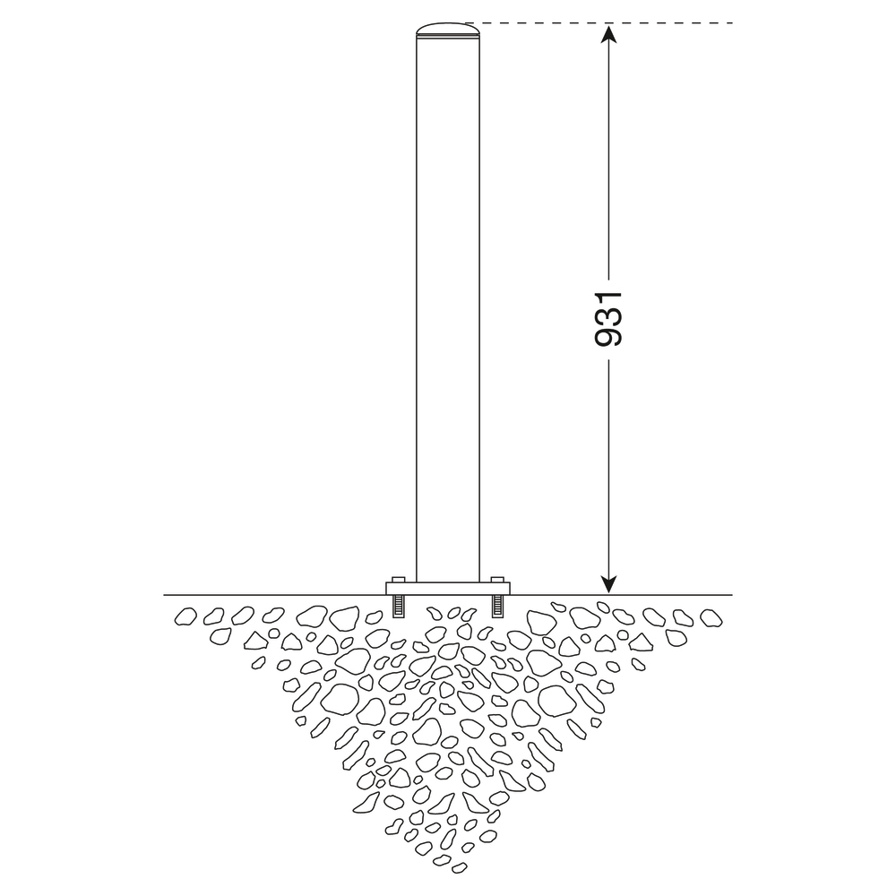 Stĺpik z nehrdzavejúcej ocele, pevný, upevnenie hmoždinkami, ∅: 76 mm, výška 925 mm - 1