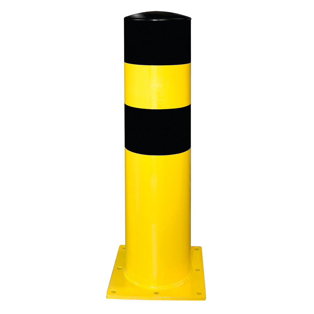 Collision protection pole to be fixed to the floor, hot dip galvanized, painted yellow and black - 1