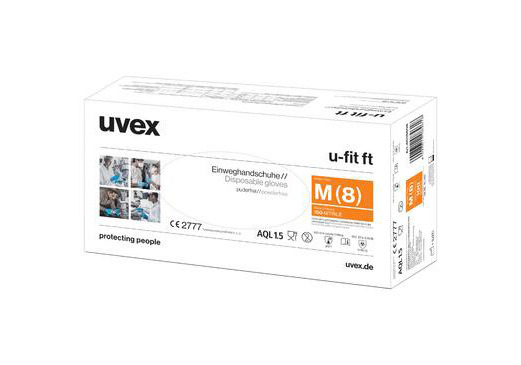 Guante desechable uvex u-fit ft, cat. III, talla 8 (M), pack 50 pares en caja dispensadora - 4