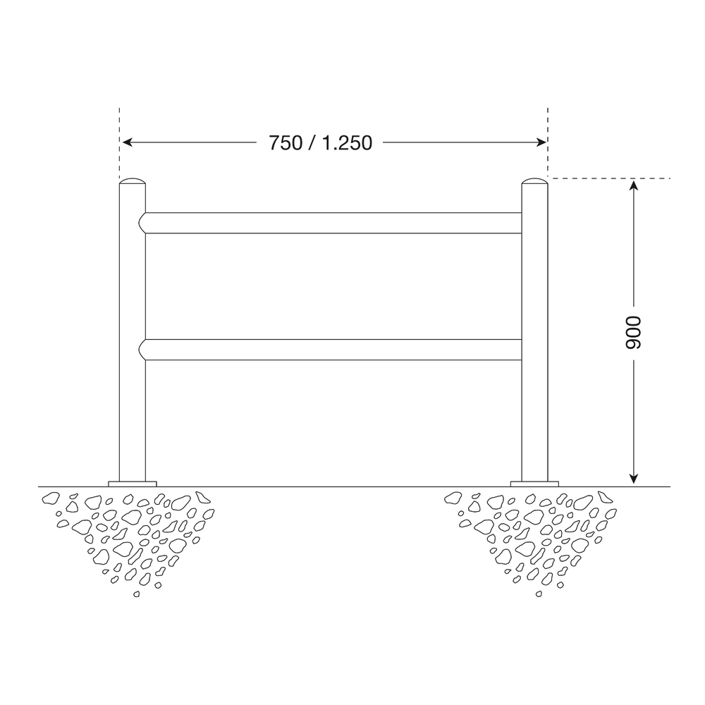 Edelstahl-Geländer, bestehend aus Standpfosten und Querrohren, Höhe 900 mm - 4