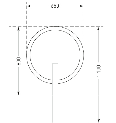 Arco de apoyo, arco circular de tubo redondo, galvanizado, para embeber, alto 800 mm - 2