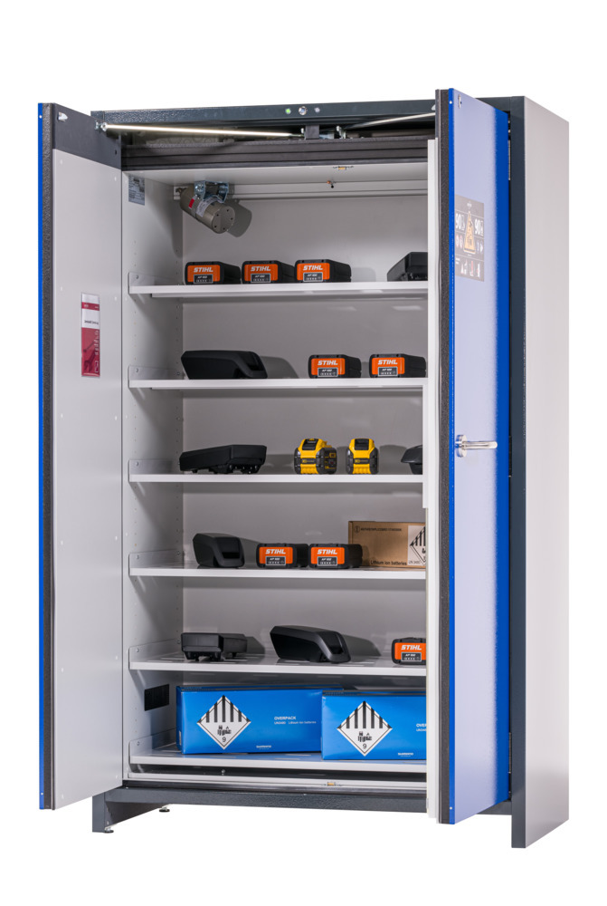 Armario para almacenamiento de baterías de ion litio SafeStore-Pro, 6 estantes, anchura 1200 mm - 1