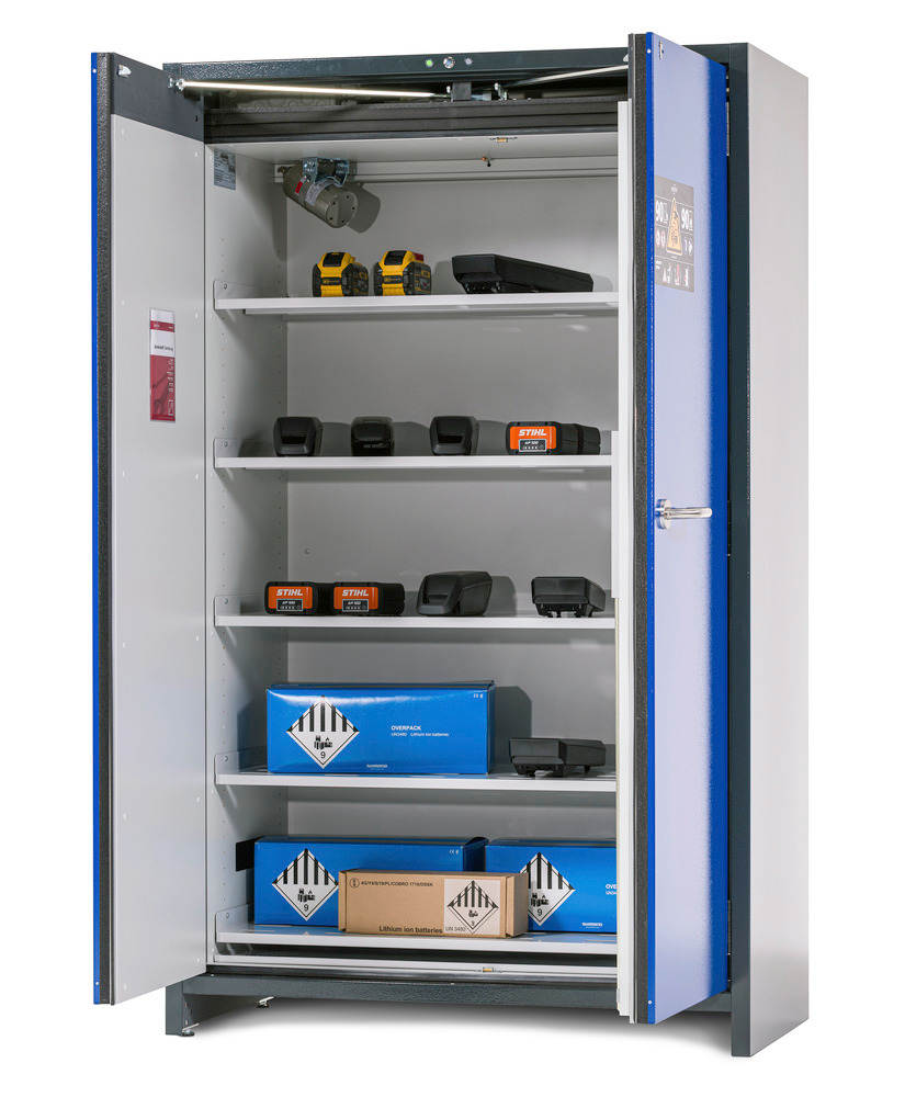 armadio asecos SafeStore-Pro per lo stoccaggio di batterie agli ioni di litio, 5 ripiani, L 1200 mm - 1